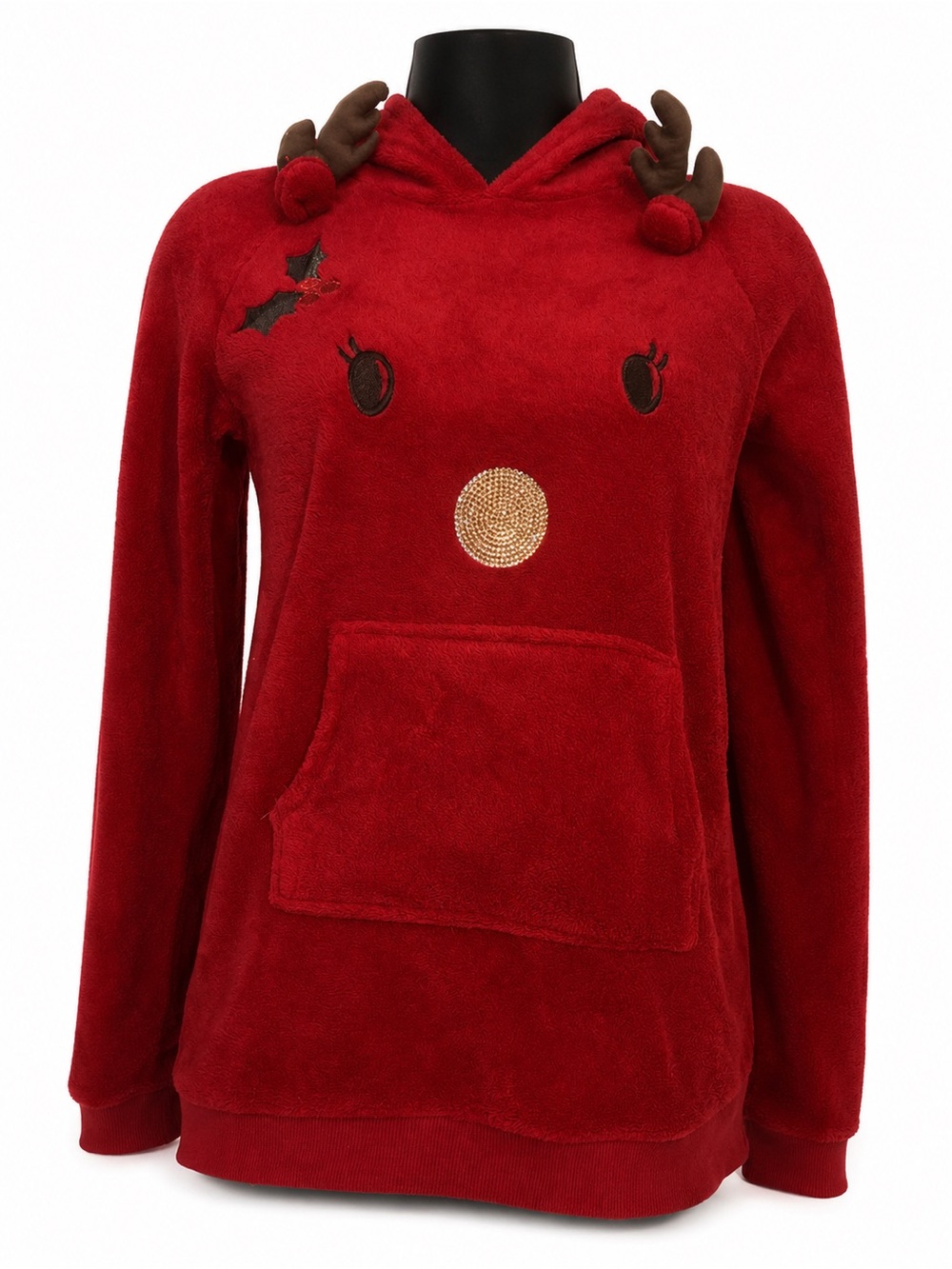 Red Kids Reindeer Hoodie Top